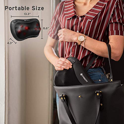 Etekcity Back Neck Massager Shiatsu Kneading Massage Pillow with 8 Heated Bi-directional Nodes Body Lower Back Shoulder, Adjustable Intensity with Heat, Gifts for Family, 2-Year Warranty, FDA Approved Etekcity Back Neck Massager Shiatsu Kneading Massage Pillow with 8 Heated Bi-directional Nodes Body Lower Back Shoulder, Adjustable Intensity with Heat, Gifts for Family, 2-Year Warranty, FDA Approved
