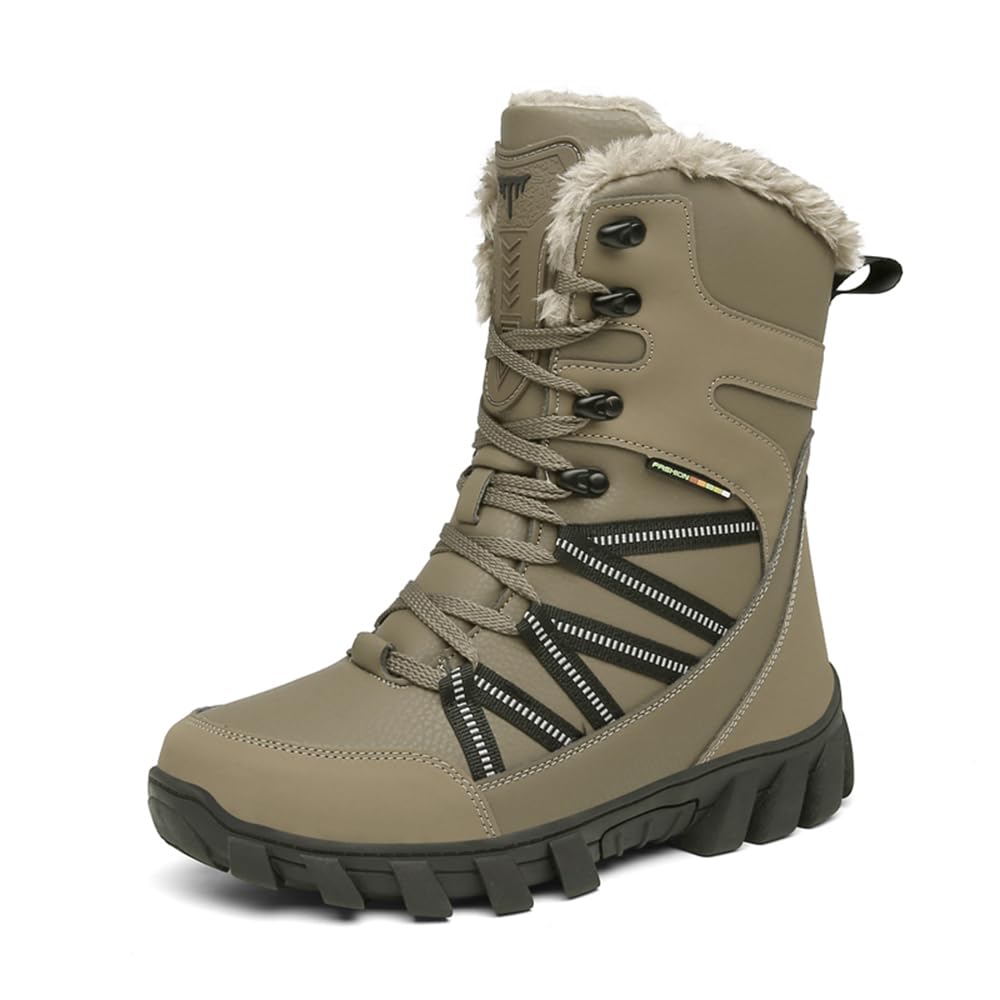 Męskie Buty Śnieżne Moda Ciepłe Sztuczne Futro Zimowe Buty Outdoor Lace-Up Wodoodporne Buty Casual Walking Kampanie Turystyczne Buty