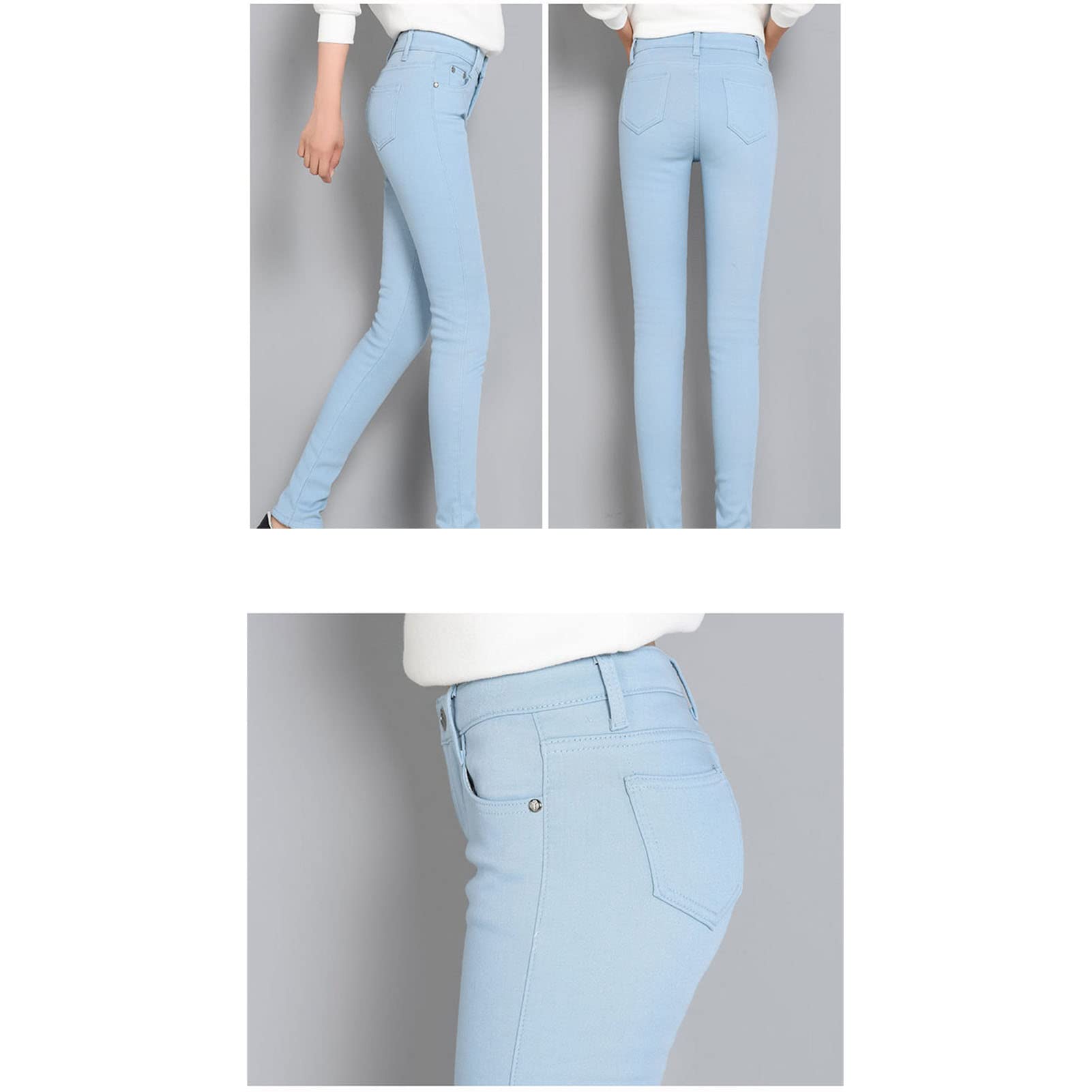 Maiyifu-GJ Women's Winter Warm Fleece Lined Jeans Slim Fit Thermal Pencil Denim Pants Skinny High Waisted Tapered Jean (Light Blue,29)