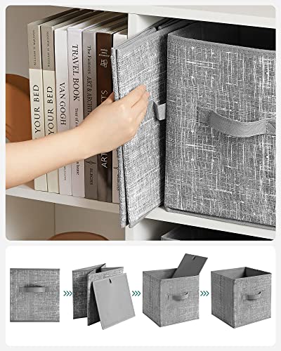 Songmics Cube Storage Organizer And Fabric Storage Bins Bundle, Closet Organization And Storage, Foldable Cube Baskets And Shelving, Gray Ulpc06G And Urob26Lg #TOP5