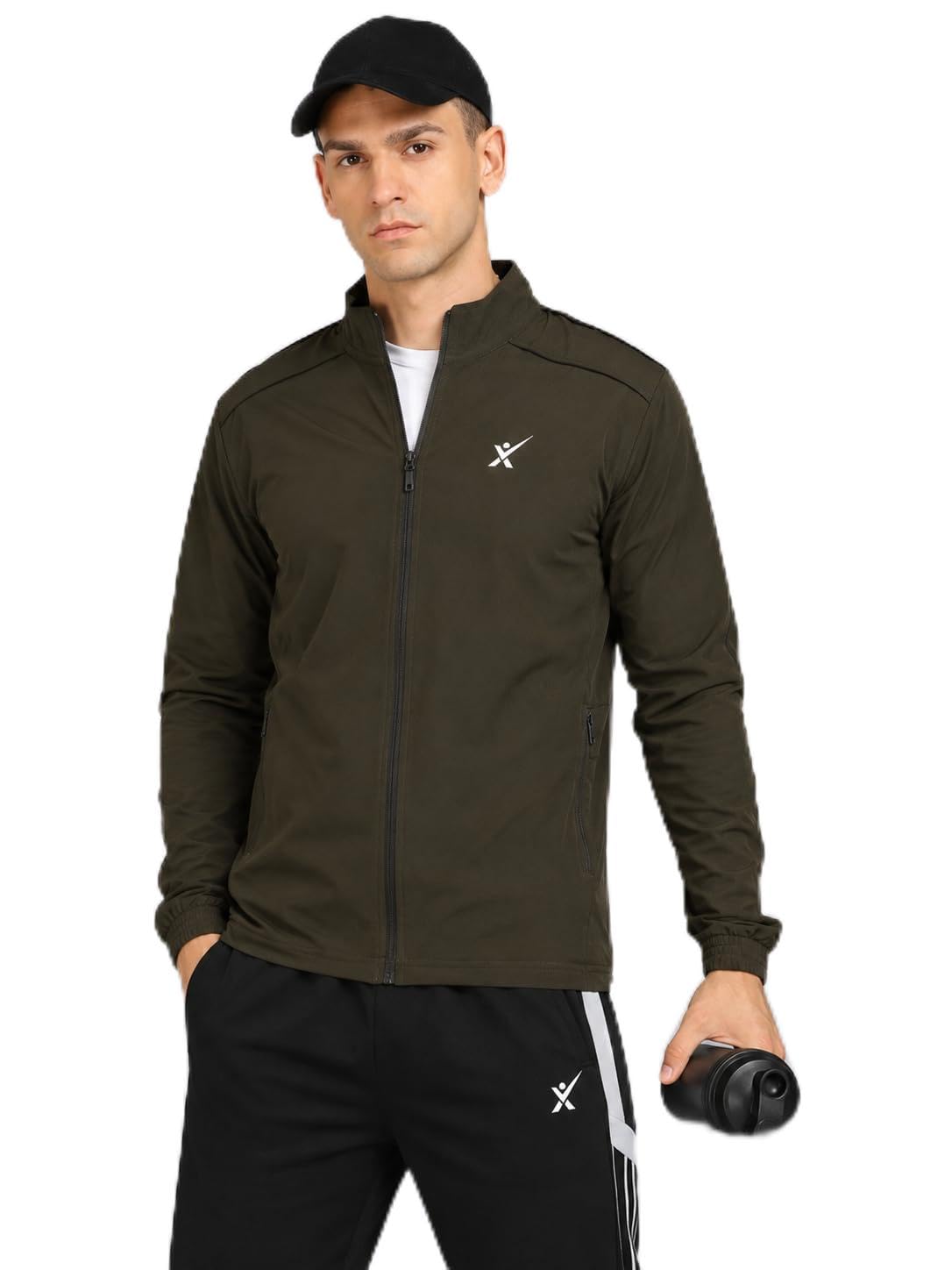 Men's Nylon Stretch Dobby Full-Zip Sports Jacket with Contrast Piping | Sleeve Stripes, Full-Zip Closure, Stretch Fabric, Sports Wear, Dobby Texture-picture-43