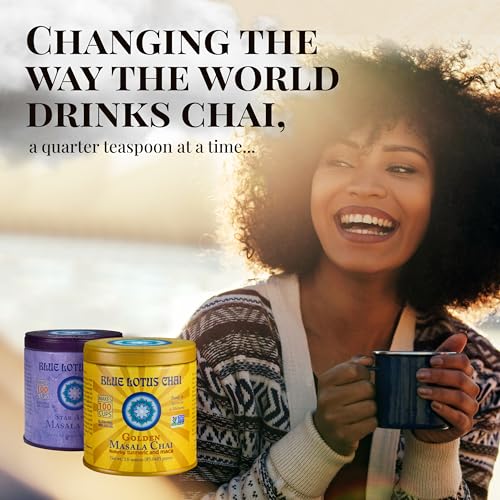 Blue Lotus Chai - Mandarin Flavor Masala Chai - Makes 100 Cups - 3 Ounce Masala Spiced Chai Powder with Organic Spices - Instant Indian Tea No Steeping - No Gluten