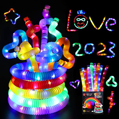 Begonia 12 Stück Led Pop Tubes ,LED Leuchtspielzeug,Sensorik Spielzeug Kleine Geschenke kindergeburtstag Knicklichter Für party geburtstagsfeier dekoration Cover