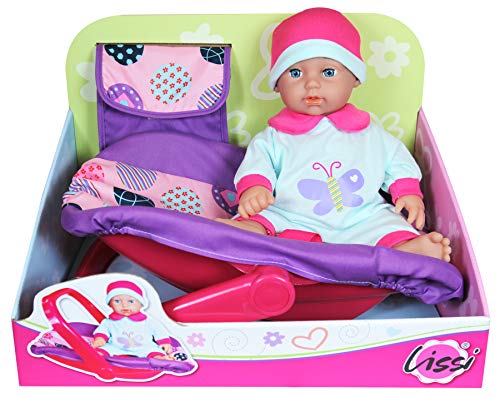 Muñeca bebé de 11 pulgadas con silla y bolso miniatura 1