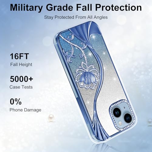 Coque iPhone 14 paillettes et fleurs finition premium - 5