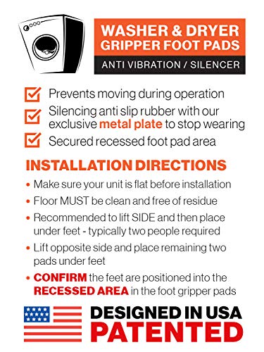 SlipToGrip Washer Dryer BE QUIET Non Vibration Pads - Stainless Insert Never Wears Out - Anti Slip Pads - PATENTED (8 Pack) - Thumbnail 7