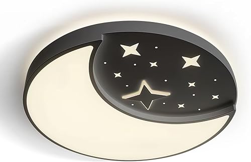 Miniatura 8 de Lámparas de techo de 12 pulgadas, luces de techo creativas de luna y estrella, 3 colores seleccionables, moderna lámpara LED empotrada para