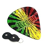 Jamaikanisches Reggae-Gitarrenplektrum-Set mit 6 Plektren und Aufbewahrungsetui, passend für E-Gitarren und Akustikgitarren, 0,96 mm