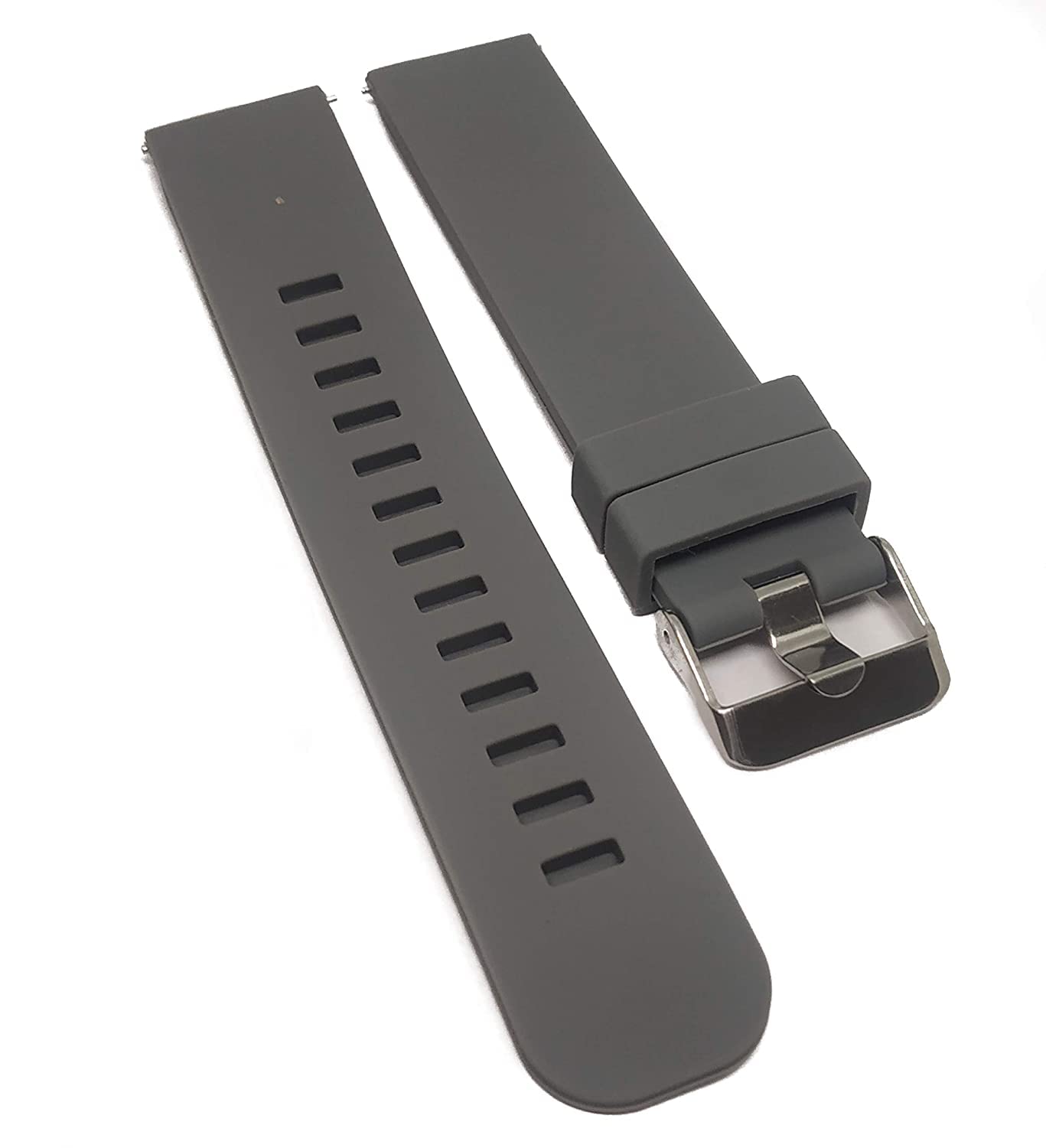 EwatchAccessories Replacement Quick Release 18mm Silicone Soft Rubber Grey Watch Band Strap With Stainless Steel Silver Buckle (B0BSRZY16G) Amazon Price History, Amazon Price Tracker