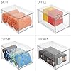 mDesign 4 Pack Stackable Plastic Storage Boxes with Pull Out Drawer ...