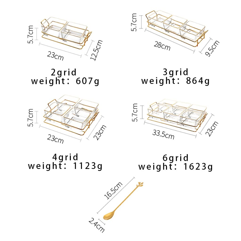 Taca Na Przekąski Z Siatki Cukierki Orzechy Nasiona Talerz Szkło Suszone Owoce Naczynia Domowe Z Metalowymi Talerzami Do Serwowania Przekąsek(Gold-28X9.5X5.7Cm)