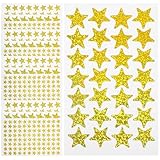 Healeved 30 Bögen Kindergarten Belohnungssticker Goldene Pentagrammförmige Aufkleber Selbstklebend für Schule Scrapbooking Bastelprojekte