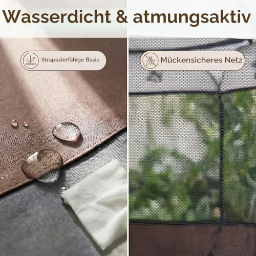 Welpenauslauf 74x74x43cm, BRIMOREA Katzenkäfig Hundekäfig für zuhause, Gitterbox Hund Wurfbox für Katzen Kaninchenstall innen Katzengehege Balkon Katzenkäfig für Draußen Hasen Auslauf(Braun)