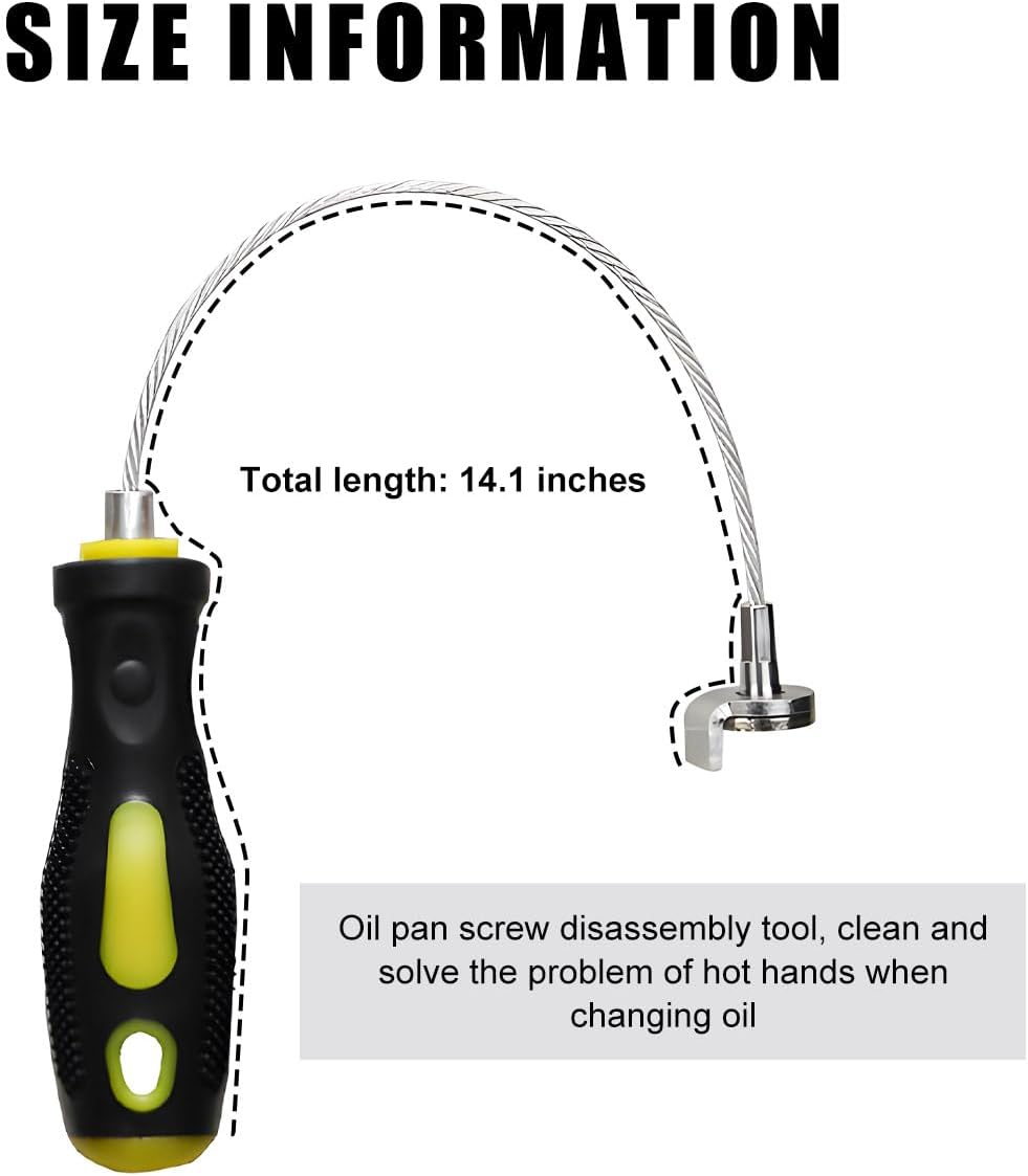 Wevdn Oil Drain Plug Removal Tool, Strong Magnetic Anti Scald Oil Filter Sump Plug Removal Wrench Oil Change Tool, Universal Oil Drain Plug Removal Pick Up Tool with Flexible Shaft