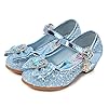 YOSICIL Disfraz Princesa Zapatos Frozen Elsa Zapatos de Lentejuelas Antideslizante Niñas Zapatos de Tacón Velcro Zapatillas de Baile para Vestir Fiesta Cumpleaños Boda Infantil 3-14 Años