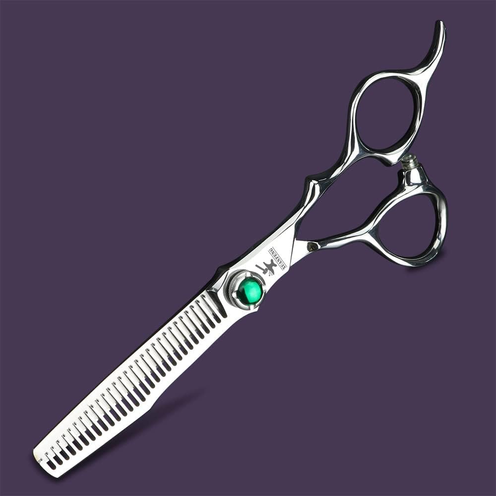 Emerald Hair Scissors 6 inch Barber Professional Cutting Scissors and thinning Scissors Japan 440C Steel Scissors, Suitable for Barbers and Families (2 PCS)