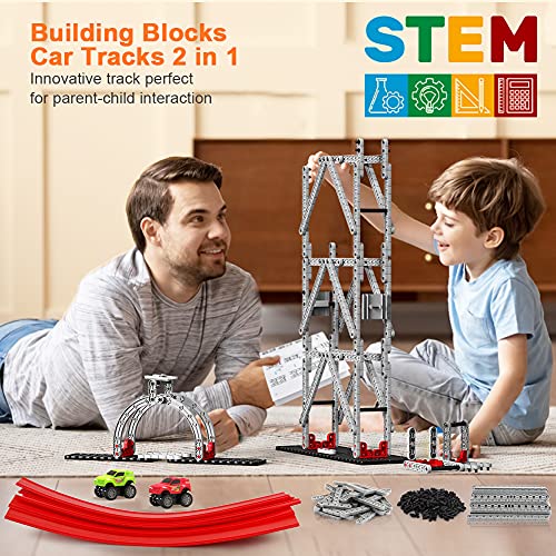 image for POLARDOR Magnetic Race Car Track Set for Boys Kids 6+ Years Old, 440 P