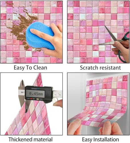 Image of Moroccan Tile Stickers | Waterproof Self Adhesive Peel & Stick Tile Decals for Kitchen Backsplash, Bathroom Wall, Floor, Furniture & Glass (4x4 Inch, Design 41)