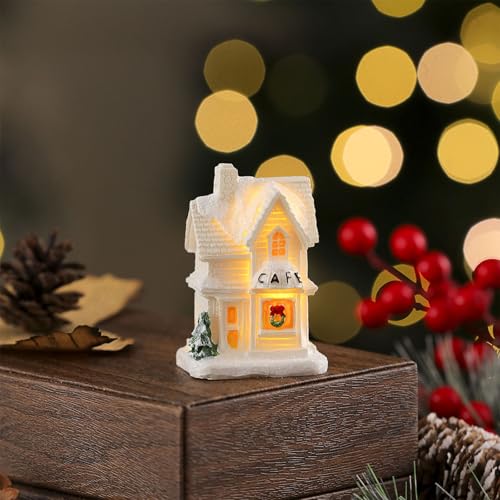 ASHLUYAK Maisons De Noël en Résine À LED Village en Résine avec Lueur LED Chaude pour Affichage Table Et Maisons Lumineuses Vacances – vue 9