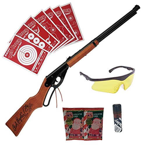 Bundle - 5 Items - Daisy Red Ryder BB Gun, Daisy Shooting Glasses, 25 Daisy Targets, Daisy 350 Ct BB Tube, Collector Santa Cards