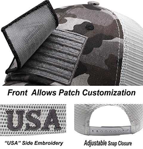 Image of Antourage American Flag Unconstructed Unisex Mesh Snapback Baseball Hat Cap for Men and Women +2 Patriotic Patches Included