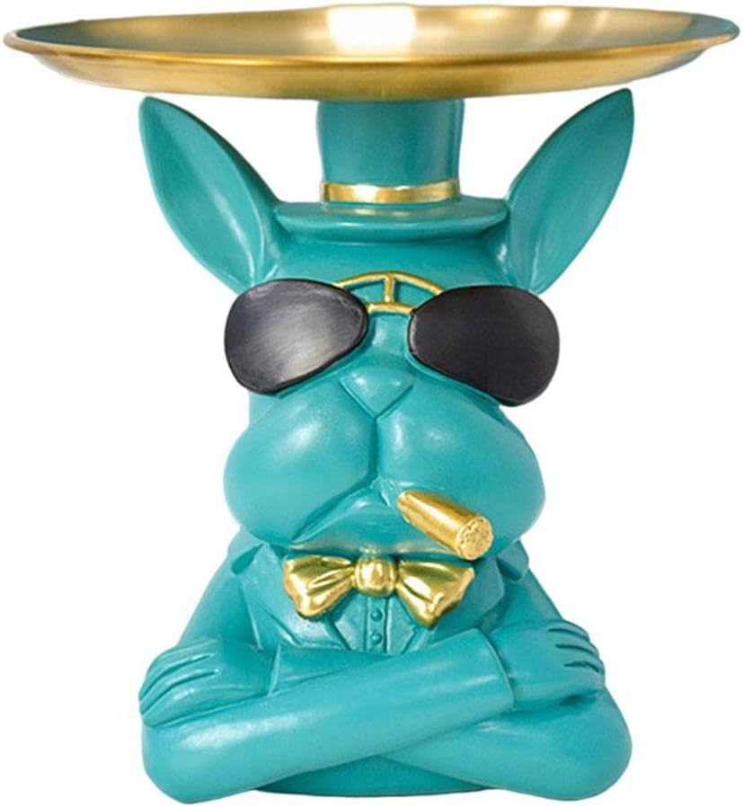Resin Statue Desk Sundries Container Figurine Key Jewelry Holder Storage Box Decor, Green