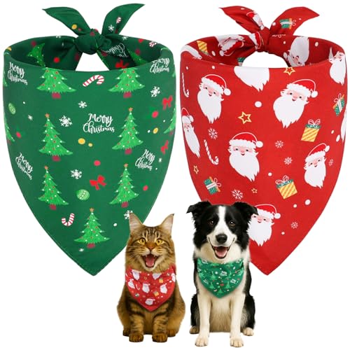SZEE 2 Stück Hundehalstuch Weihnachten,Hunde Bandana-Festliches Halstuch für Hunde & Katzen mit Santa- und Tannenbaum-Motiv, Weiches Kopftücher Waschbarer Hundehalstücher, Ideale Haustiergeschenk, L., 5.09 €
