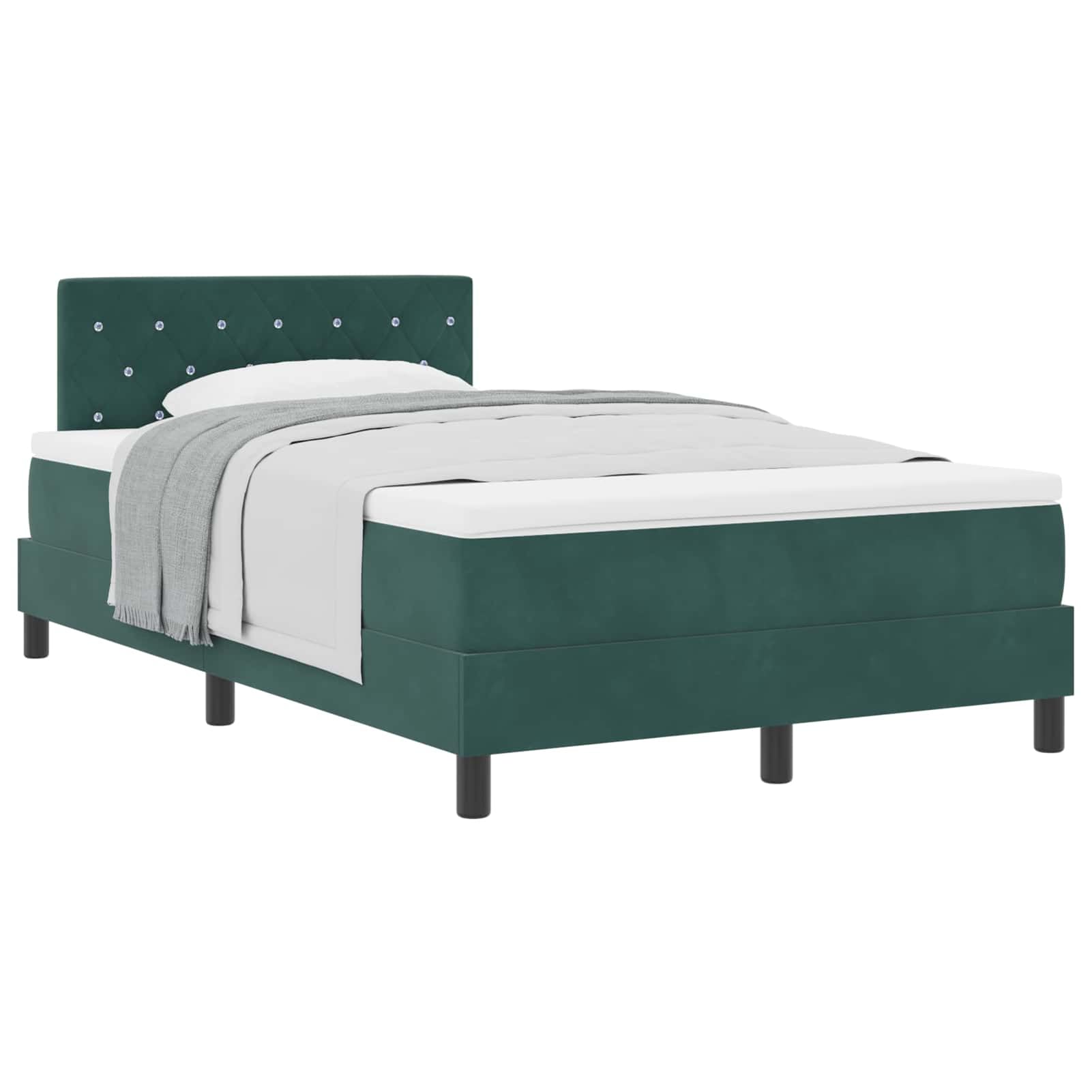ATOMSTACK MAKER Letto a molle, 120 x 200 cm, colore verde scuro, effetto velluto, testiera regolabile in altezza, materasso e topper, rete a doghe stabile, design moderno per 2 persone (280 kg)