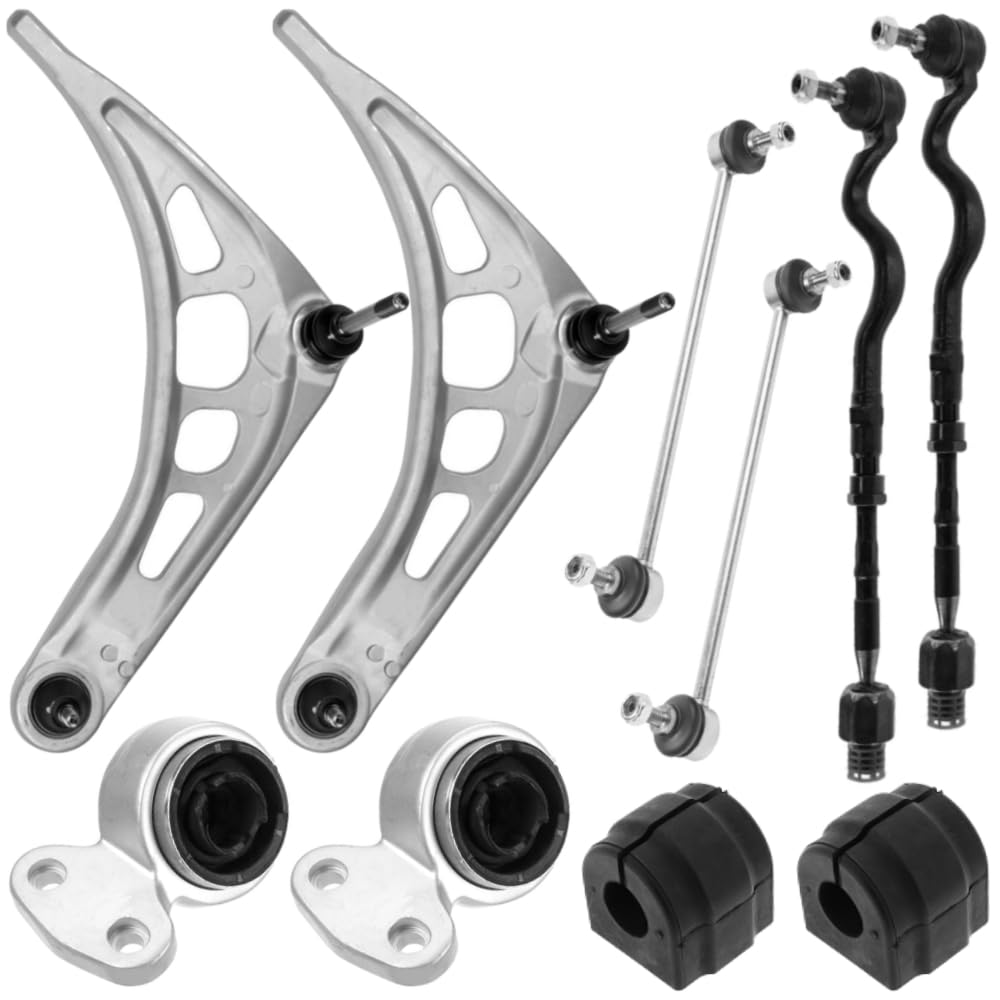 Kit bras de suspension avant compatible BMW E46 318D 320D 330D 320CD 330CD triangle, rotule, biellette 10 pièces