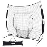 ZELUS 7x7ft Baseball Practice Net | Portable Hitting & Pitching Net with Frame, Black