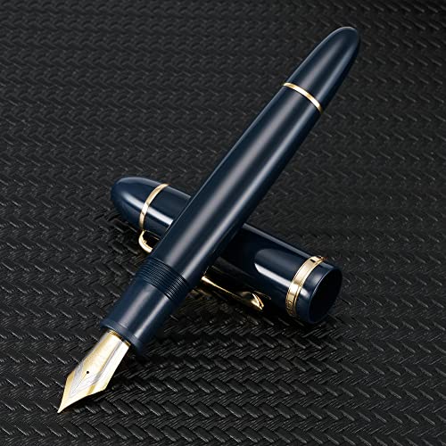 Image of erofa Jinhao X159 Fine Nib Fountain Pen, Dark Blue With Golden Clip Acrylic Big Size Writing Pen