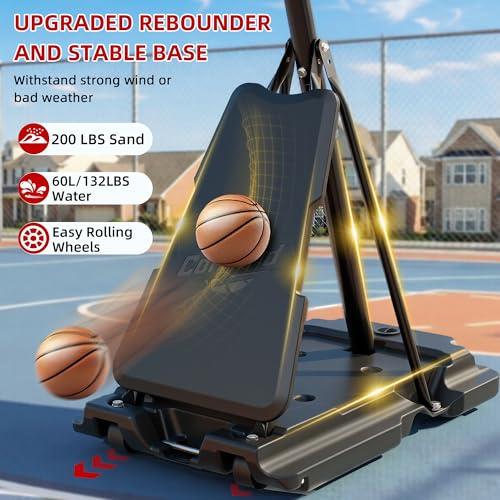 Image of Cofiyard LED Light 54inch Basketball Hoop with Extra Sandbag,5.25-10FT Height Portable Basketball Hoop,Adjustable Basketball Goal System