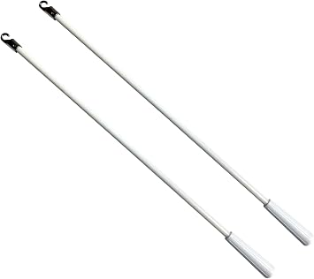 2Pcs Blinds Wand 17Inch Long White Vertical Window Blind Tilt Wand Fiberglass Blind Wand Replacement Parts with Hook and Handle for Windows Curtain Door