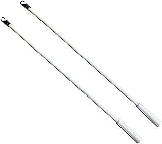 2Pcs Blinds 48Inch Long White Vertical Window Blind Tilt Wand Fiberglass Blind Replacement Parts with Hook and Handle for Windows Curtain Door