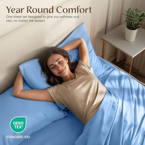 Image of Utopia Bedding Twin Sheet Set - 3 Piece Bed Sheets for Twin Size Bed, Soft and Breathable Microfiber, Includes 1 Fitted Sheet, 1 Flat Sheet and 1 Pillowcase - Oeko Tex (Dutch Blue)