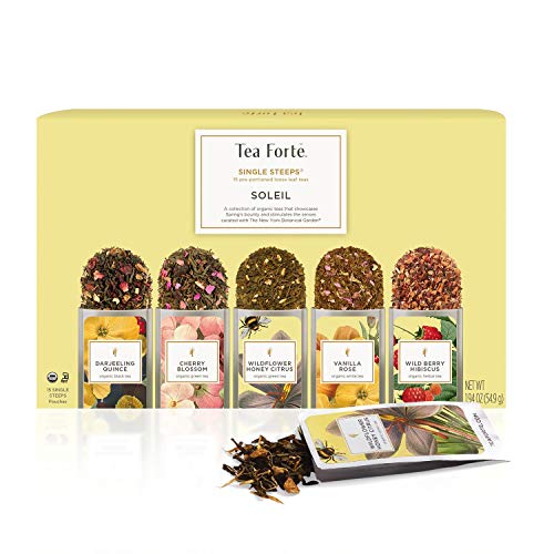 Tea Forte Single Steeps Loose Leaf Tea Sampler, Assorted Variety Tea