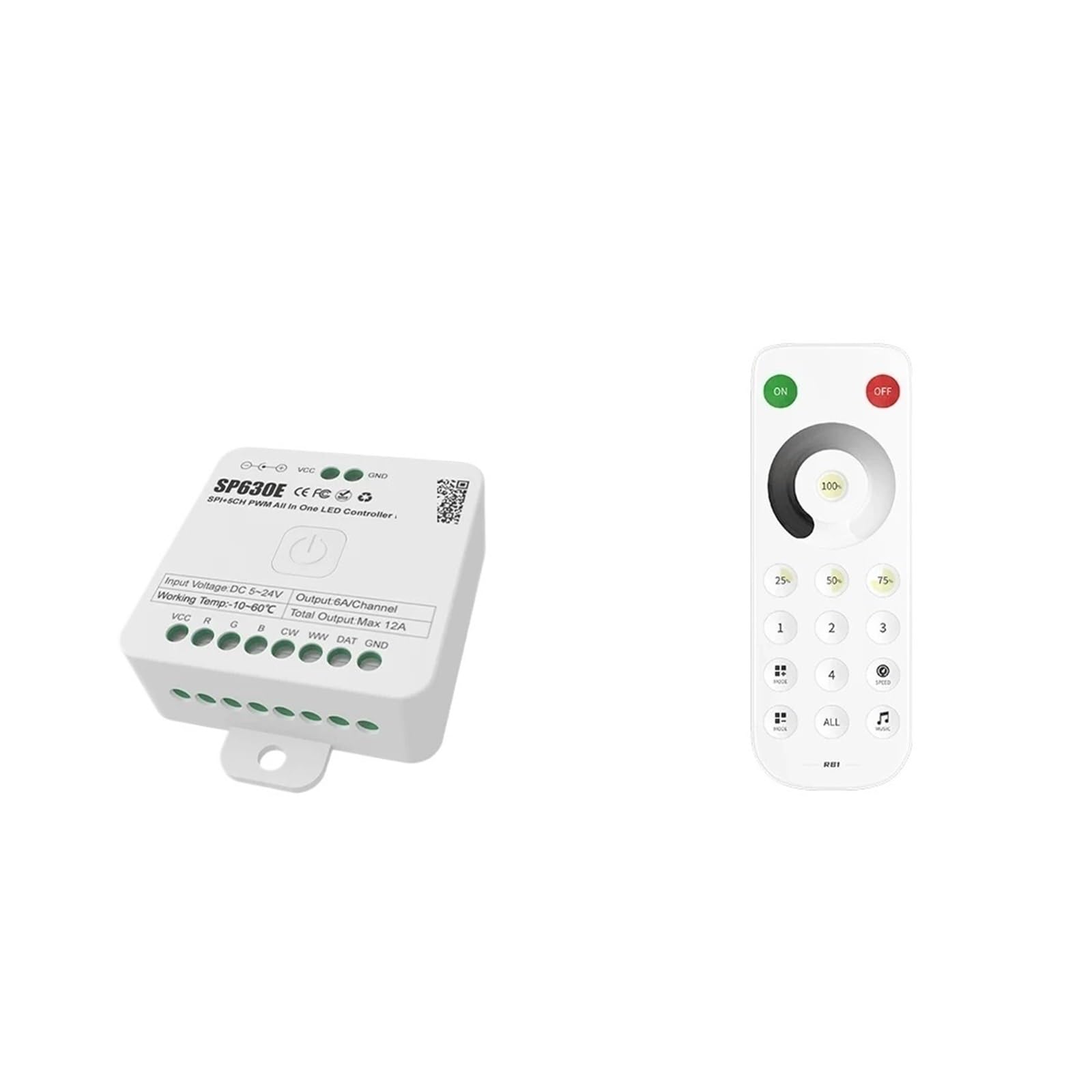 Controlador atenuador LED 12 en 1 SP630E SPI para tiras DC5-24V WS2811 WS2812B RGB RGBCCT