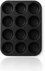 Forma de Silicone para Cupcake, 12 Cavidades (PRETO)