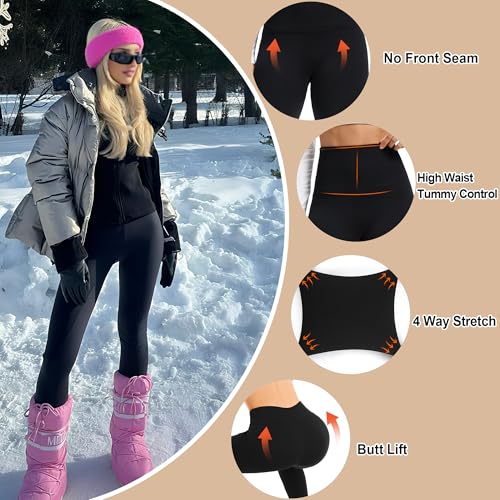 Hi Clasmix Fleece Lined Leggings Women - Seamless Thermal Winter High Waisted Tummy Control Thick Warm Yoga Pants4