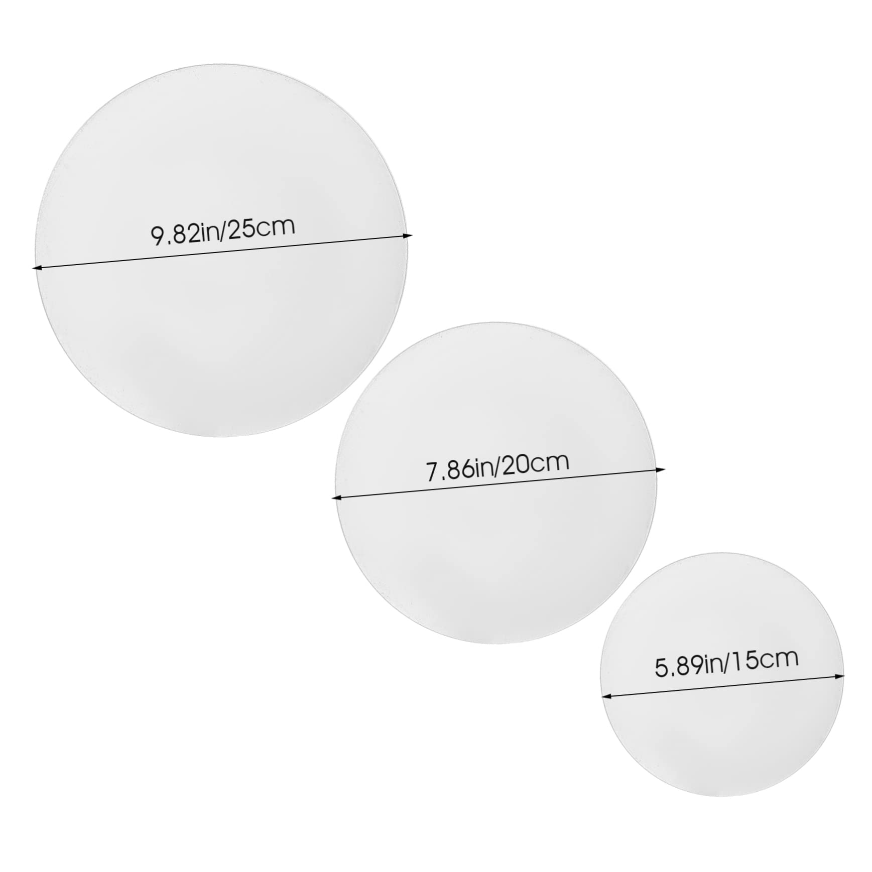 Cabilock 3pcs Acrylic Round Cake Discs Display Boards Transparent DIY Round Discs for Cake Decorating Lightweight Grease Design for Pastries Cupcakes and More