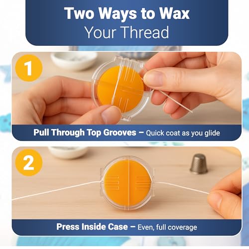 Image of Thread Wax and Thread Conditioner (2pk) 1 Beeswax 1 Synthetic - for Sewing and Gloss Threads Waxer. Magic Conditioner for Hand Sewing Embroidery. Hand Quilting Supplies to Strengthen and Reduce Knots