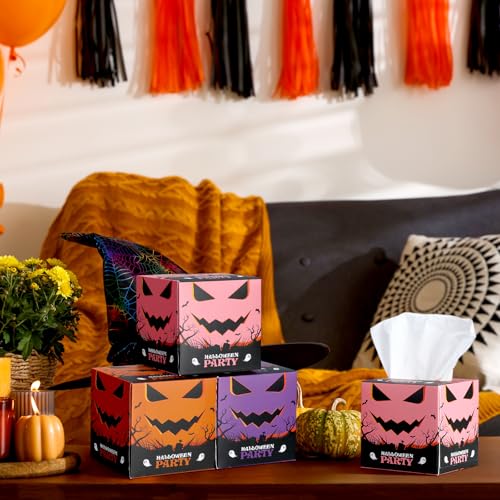 Image of Fourluoo 12 Pack Halloween Facial Tissues Cube Face Boxes 600 Sheets 3 Ply