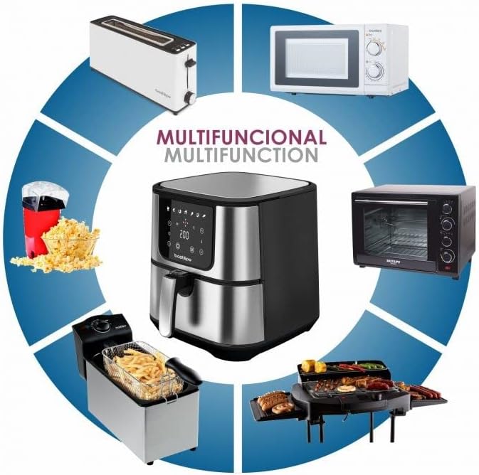 Dragon Air Fryer - Bastilipo - Friggitrice senza olio 5,5L - Friggitrice ad aria calda con 7 programmi - Con una potenza di 1800 W e 60 min di timer - Display a LED - Senza BPA e PFOA (AF-1800-0746) Dragon Air Fryer - Bastilipo - Friggitrice senza olio 5,5L - Friggitrice ad aria calda con 7 programmi - Con una potenza di 1800 W e 60 min di timer - Display a LED - Senza BPA e PFOA (AF-1800-0746)