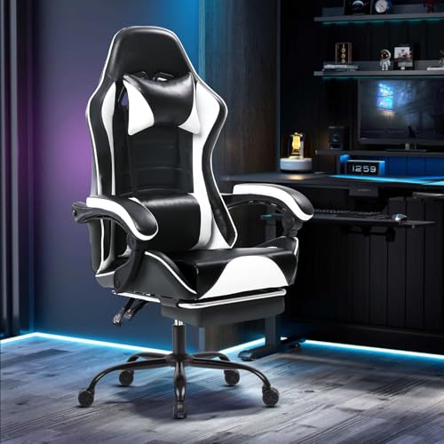 Ergonomic Gaming Chair for Adults, White, Height Adjustable, 350LBS Capacity