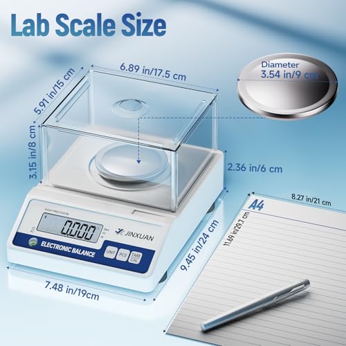Image of Lab Scale 0.001g Accuracy 500g Digital Milligram Scale Analytical Balance Scale with Windshield LCD Display 7 Units 200g Calibration Weight, Precision Scale for Jewelry Gold Powder Chemistry