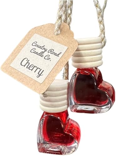 Country Road Candle Co. - Aceite de fragancia para colgar en forma de corazón de cereza (paquete de 2) Ambientador de aire para automóvil