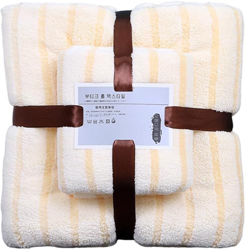 PHILISENMALL Toalla de terciopelo coral a rayas, alta absorción de agua, extra grande, gruesa, súper suave, de secado rápido, para baño, hogar, hotel