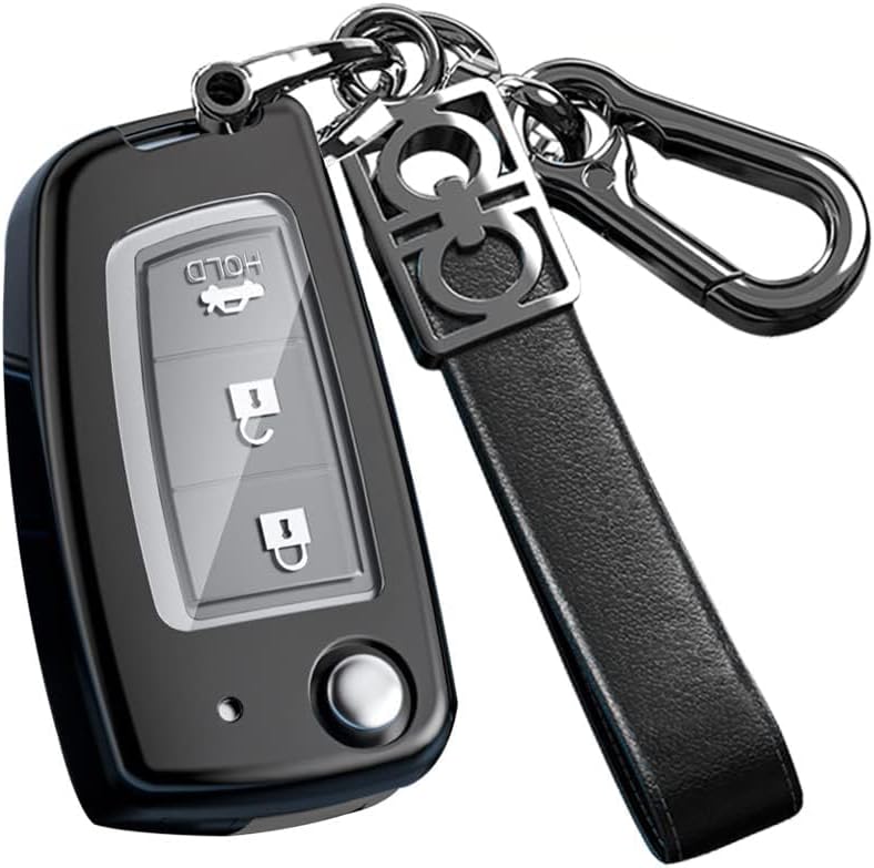 SANRILY ABS+Zinc Alloy Key Fob Cover Case for Nissan Rogue Sport Rogue S Rogue Select 2019 2018 Sylphy Pulsar Frontier Folding Flip Key Keyless Key Shell with Keychain Black