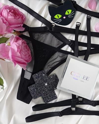 Image of CICKEE Nipple Pasties Black 9 Pairs Rave Pack Nipple Covers Stickers for Rave, Music Festivals, Beach or Daily Wear