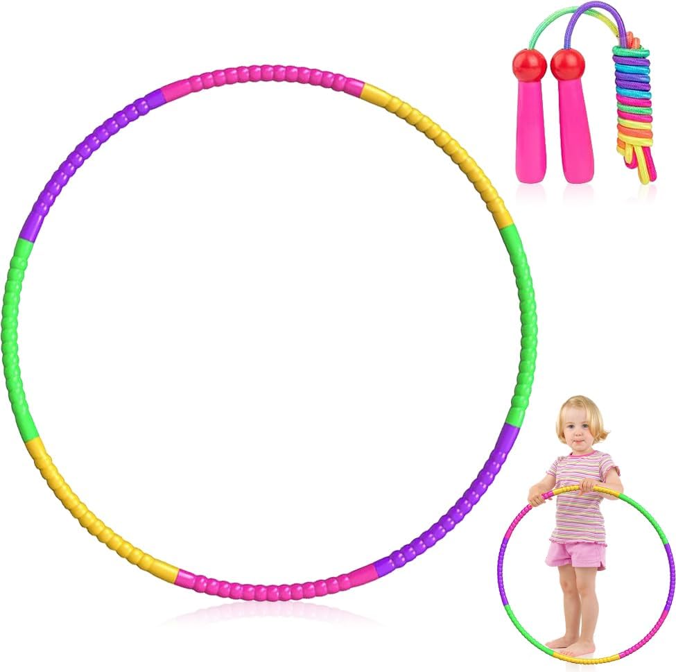 BNGXR Hula Hoop Reifen für Kinder mit Springseil, 8-Teiliger Abnehmbarer...